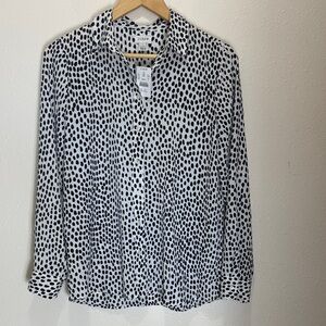 J.Crew Black and White Patterned Blouse, Size S